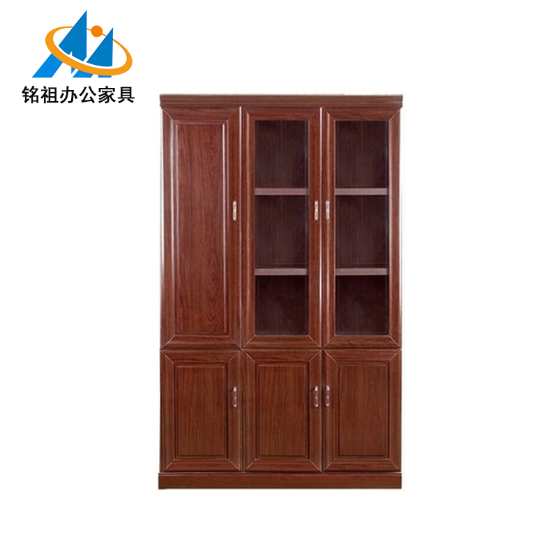 三门油漆带玻璃文件柜
