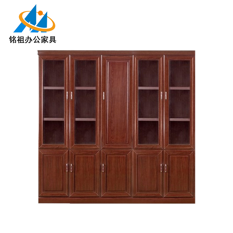 五门油漆带玻璃文件柜